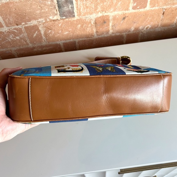 GUCCI Rare Vintage Blue Checkered Scarf Print Shoulder Bag - Picture 8 of 16